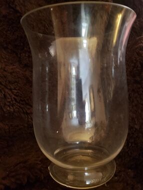 Vintage Hand Blown Clear Glass Hurricane Vase 10# Tall Flared Tulip 1/4" Thick